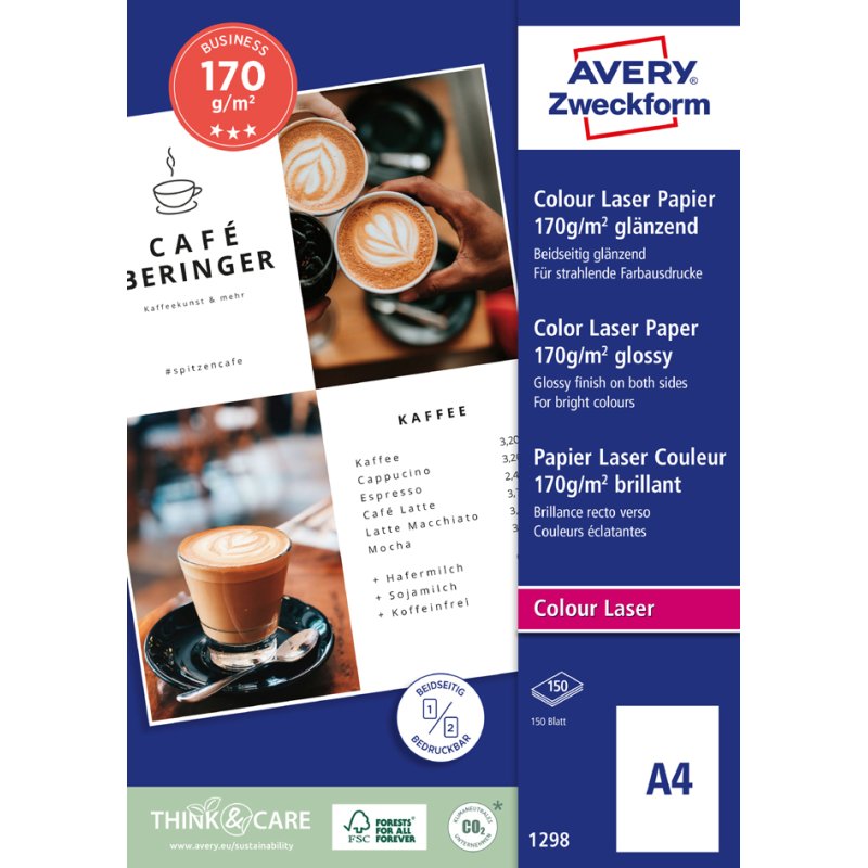 AVERY Zweckform papier laser Business A4, blanc brillant, 120 g/m², 200 feuilles