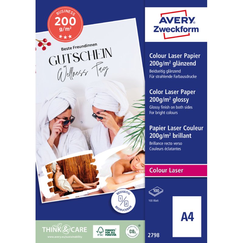 AVERY Zweckform papier laser Business A4, blanc brillant, 120 g/m², 200 feuilles
