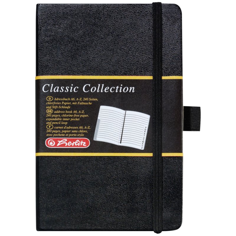 herlitz carnet d'adresses Classic, A6, cuir synthétique, 120 pages