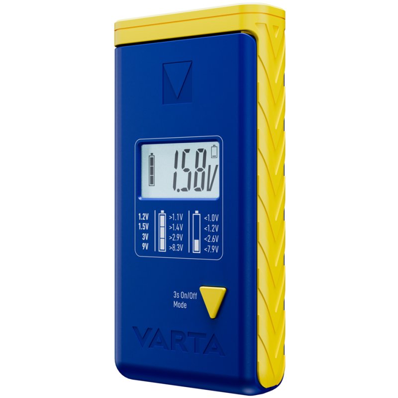 VARTA batterij tester, LCD-scherm, blauw/geel