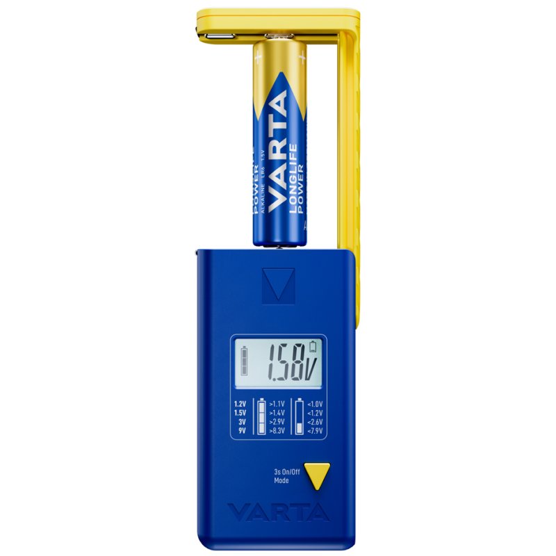 VARTA batterij tester, LCD-scherm, blauw/geel