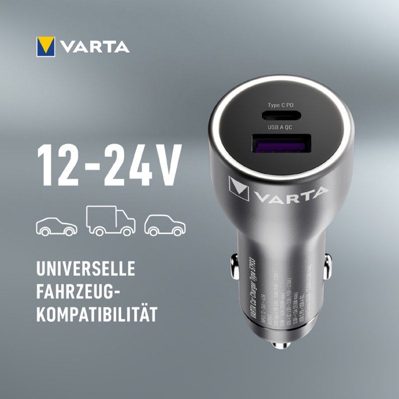 VARTA auto-oplader Car Charger, USB-A/USB-C, 12V/24V, 45 watt