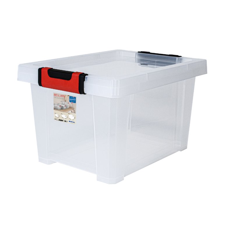 EDA opbergbox CLiPSTOCK, 5 liter, transparant, zwart/rode grepen