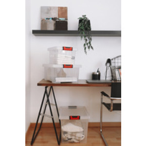 EDA opbergbox CLiPSTOCK, 5 liter, transparant, zwart/rode grepen