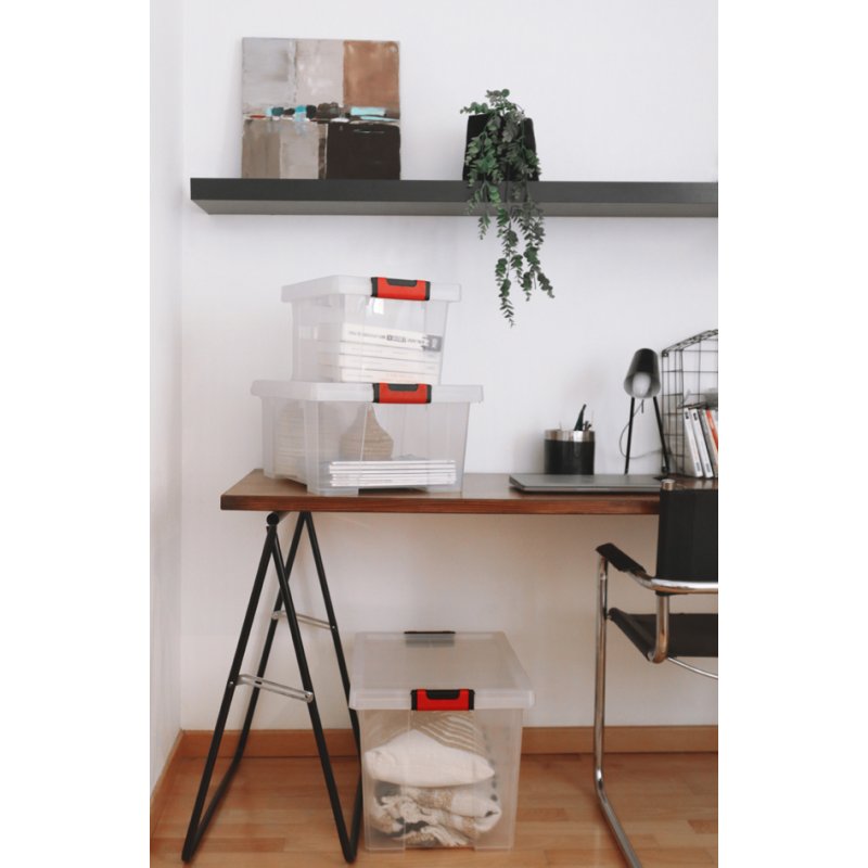 EDA CLiPSTOCK opbergbox, 75 liter, met wielen, transparant
