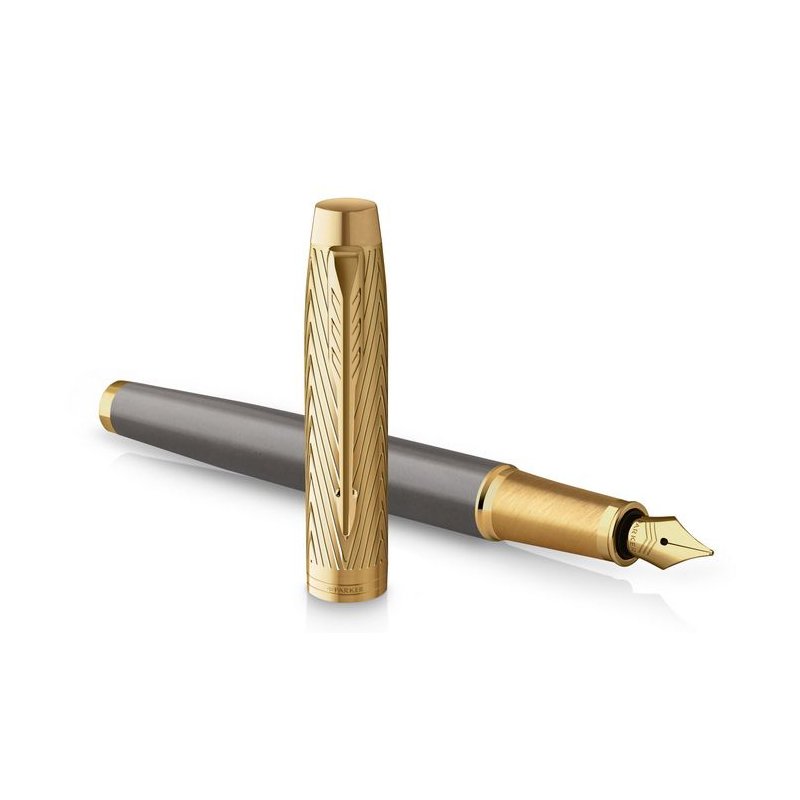 PARKER fountain pen IM Premium Arrow Grey, gold-coloured accents, Special Edition