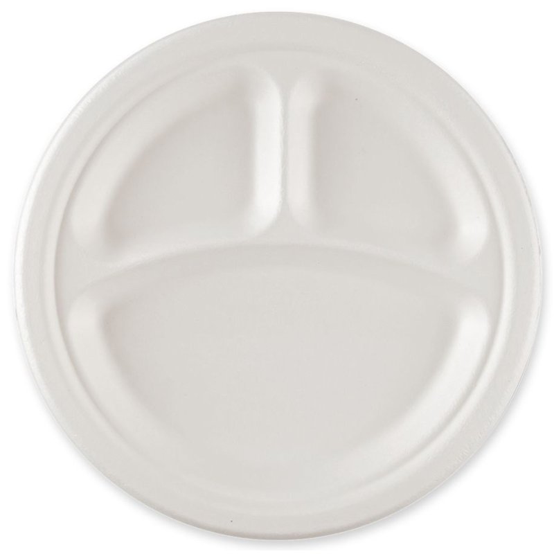 NATURE Star porte-menu en bagasse rond, 3 compartiments, blanc, 260 mm