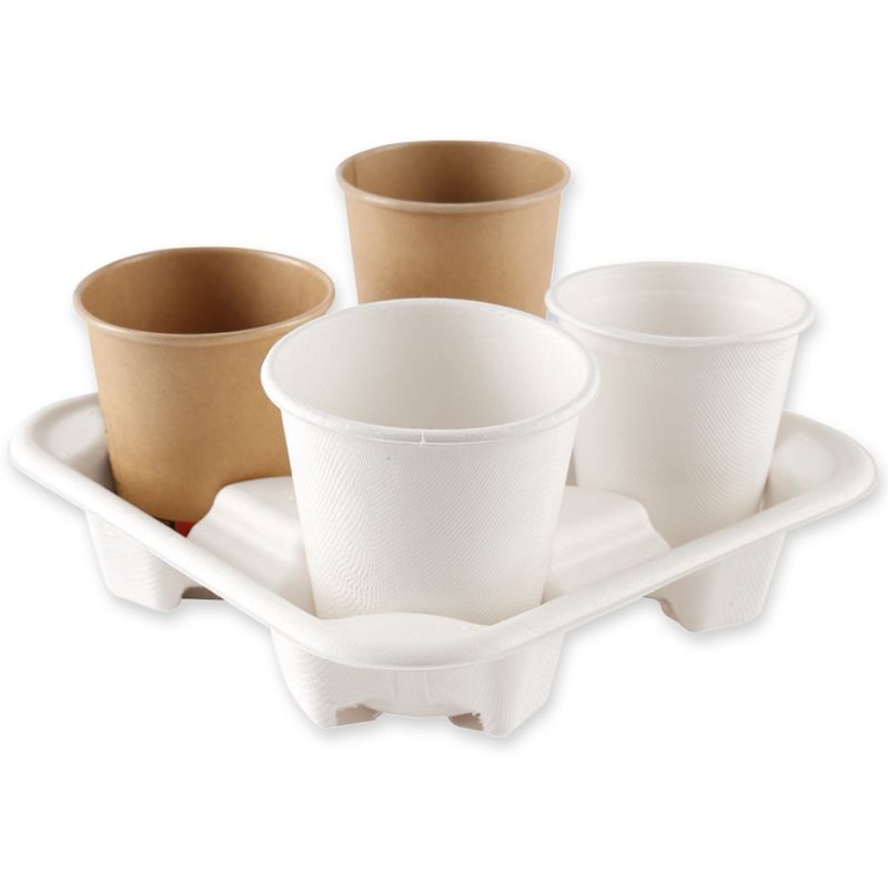 NATURE Star cup carrier box Double, sugarcane, white, 50 pieces