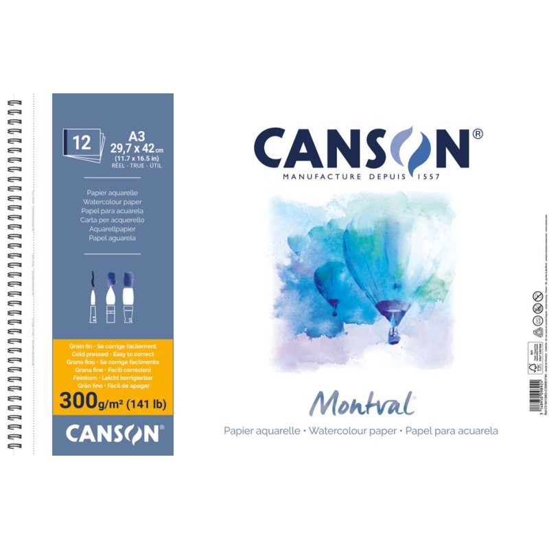 CANSON bloc aquarelle Montval, 135×210 mm, 300 g, 12 feuilles