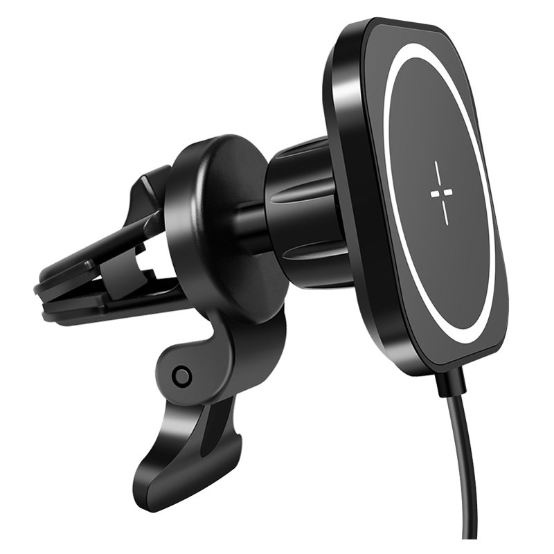LogiLink smartphone magnetic car holder, wireless charging, ventilation grille, black