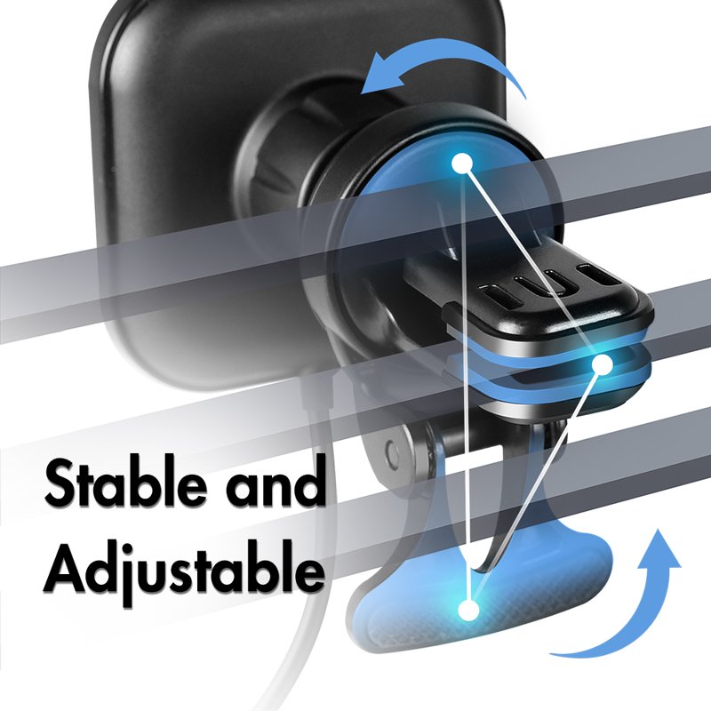 LogiLink smartphone magnetic car holder, wireless charging, ventilation grille, black