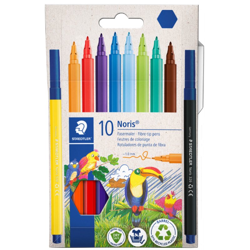 STAEDTLER Noris felt-tip pens, 1.0 mm, washable, 10 pieces