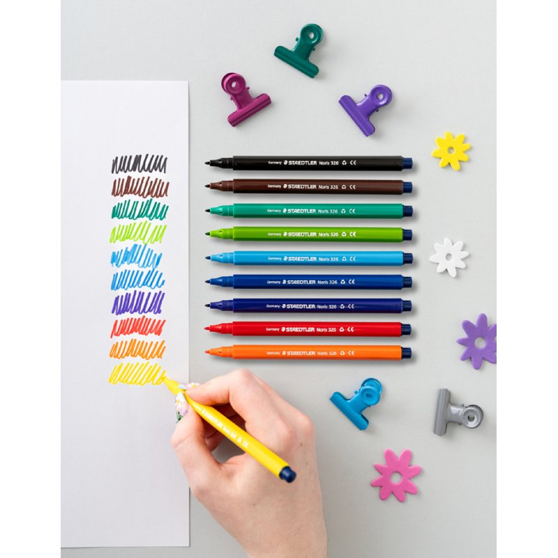STAEDTLER Noris felt-tip pens, 1.0 mm, washable, 10 pieces