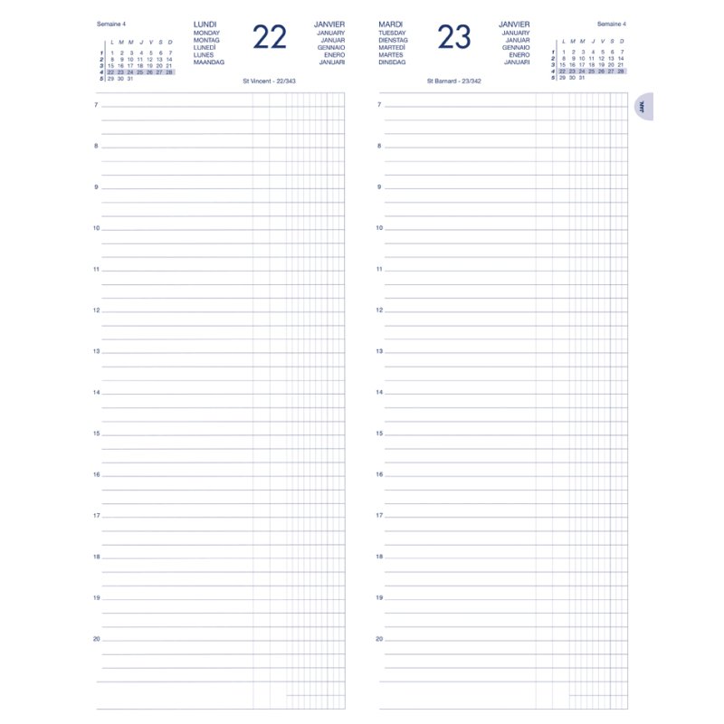 LECAS Agenda journalier 2026 avec liseré euro, couleurs assorties