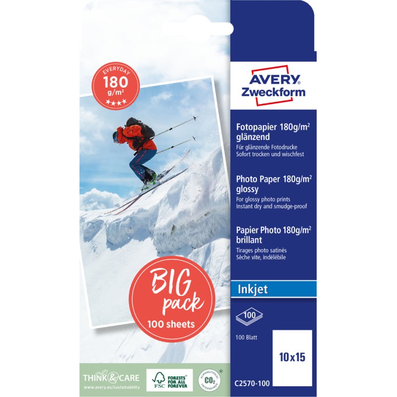 AVERY Zweckform fotopapier inkjet EVERYDAY, 10×15 cm, glanzend, 50 vel