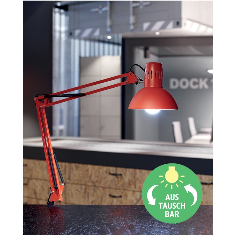 MAUL Lampe de bureau LED MAULstudy, pied à pince, rouge, 6,4W