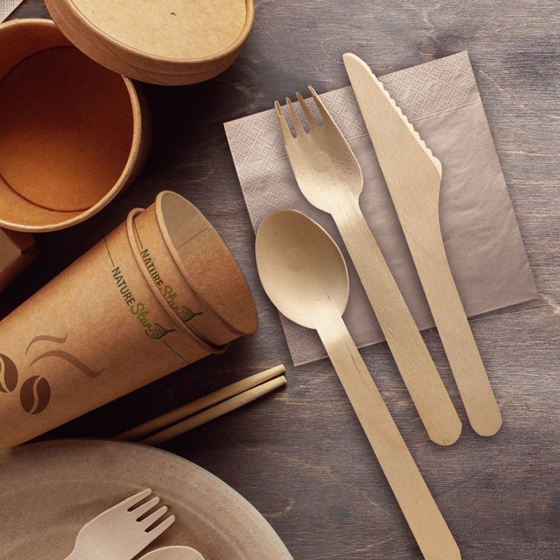NATURE Star wooden fork, natural, waxed, 100 pieces