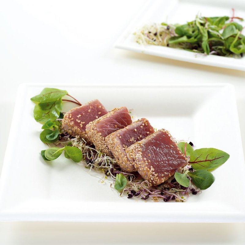 NATURE Star assiettes en bagasse carrées, blanc, 200×200 mm, 50 pièces