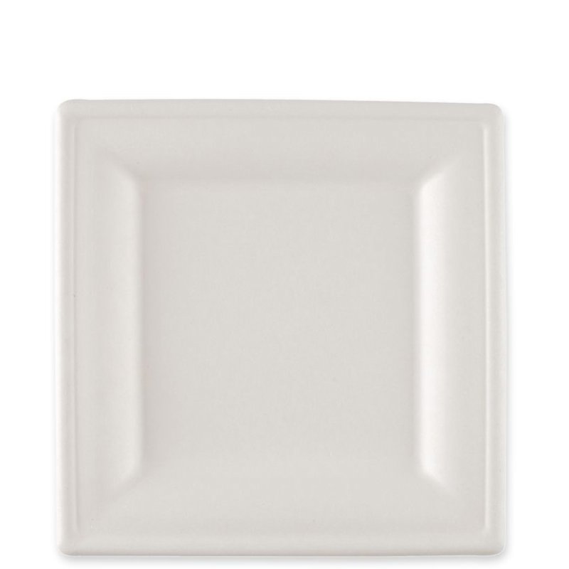 NATURE Star assiettes en bagasse carrées, blanc, 200×200 mm, 50 pièces