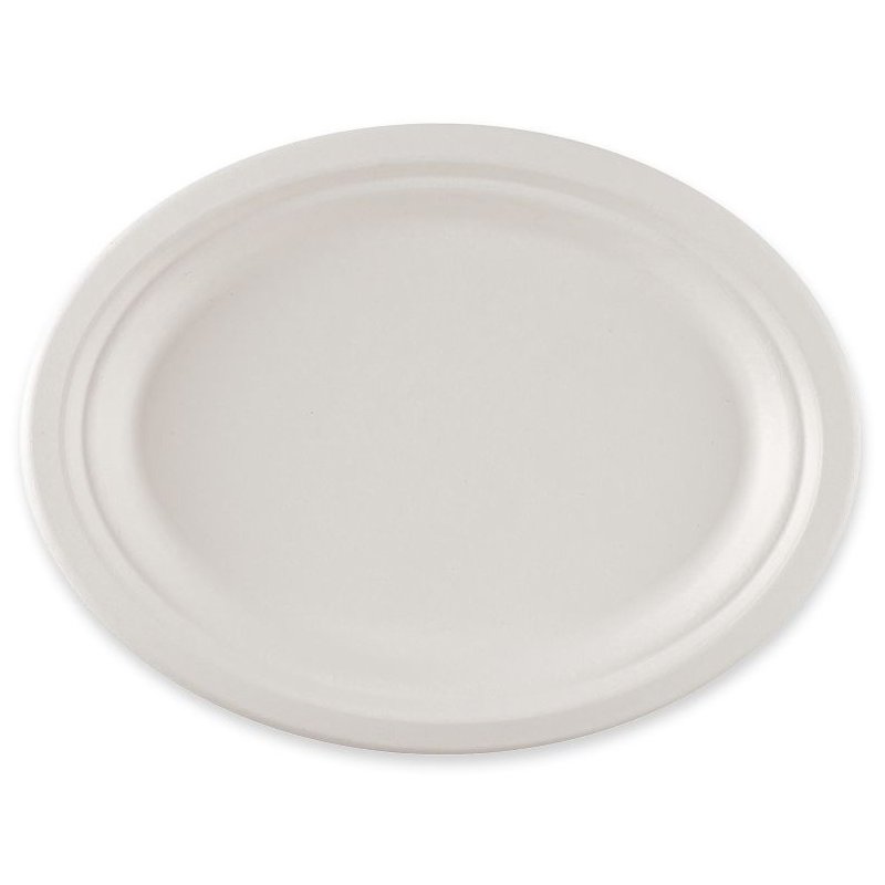 NATURE Star assiettes en canne à sucre ovales, 265×200 mm, blanc, 50 pcs