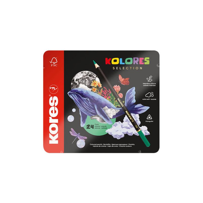 Kores Kolores Selection colouring pencils, triangular, 24 pieces, metallic colours