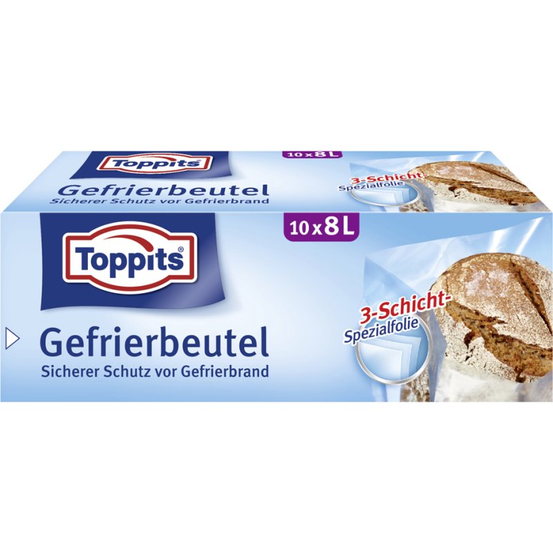 TOPPITS vrieszakken, 8 liter, 340×500 mm, 10 stuks