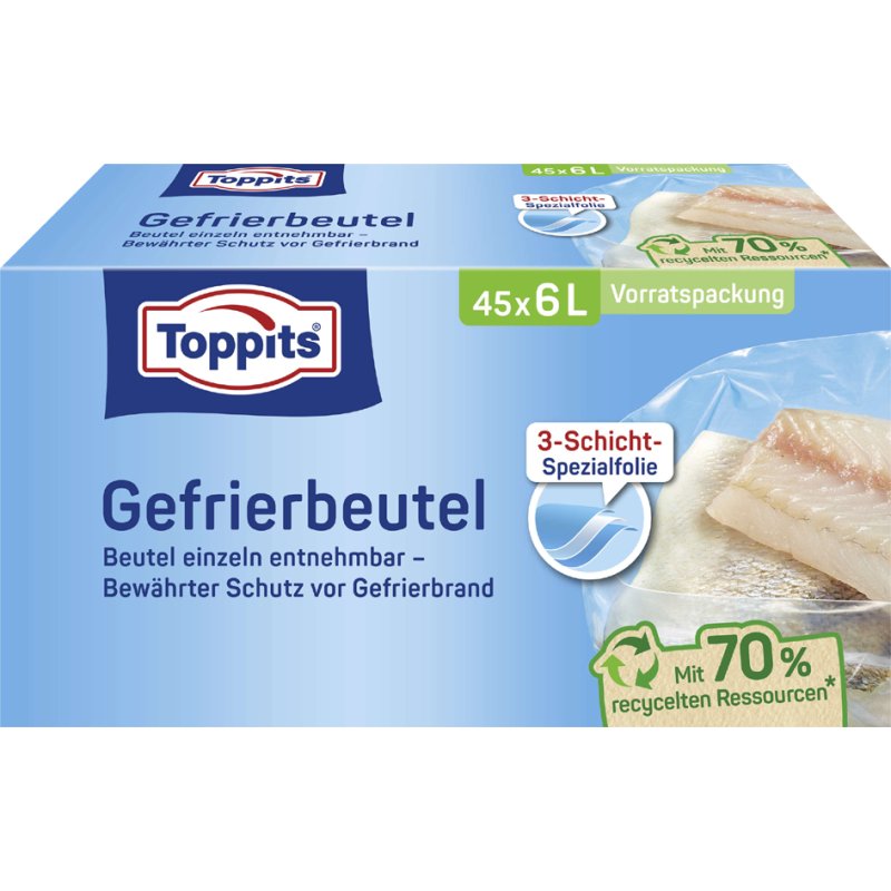 TOPPITS vrieszakken 6 liter, 290×410 mm, 45 stuks