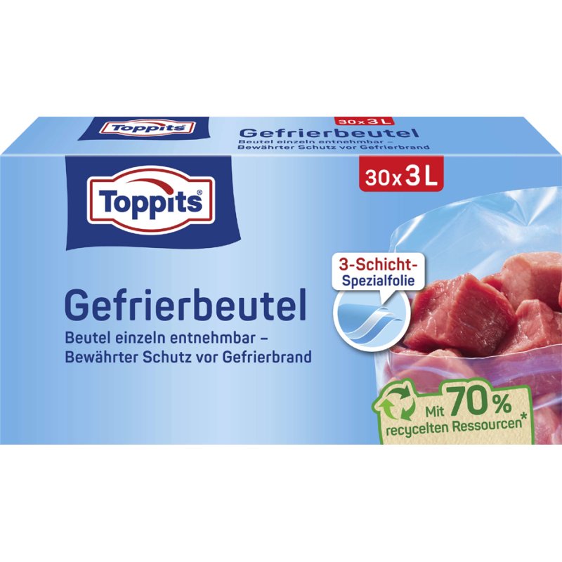 TOPPITS vrieszakken 6 liter, 290×410 mm, 45 stuks