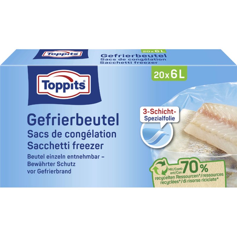 TOPPITS vrieszakken 6 liter, 290×410 mm, 45 stuks