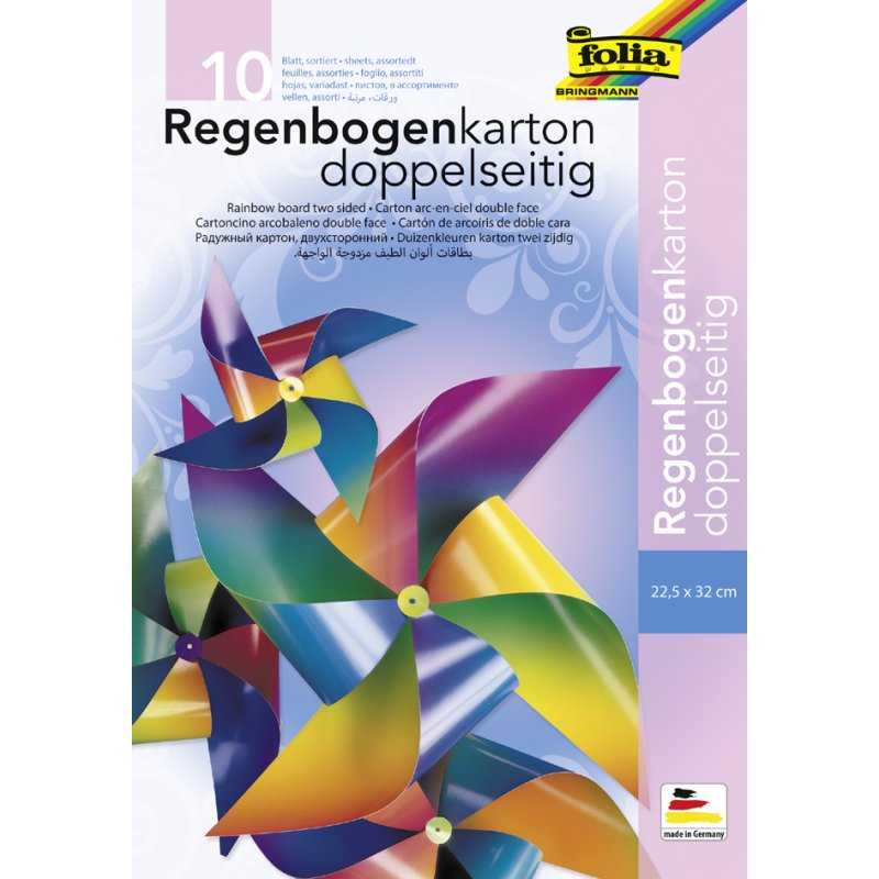 folia regenboog kartonmap, glanzend dubbelzijdig, 225×320 mm, 10 vel