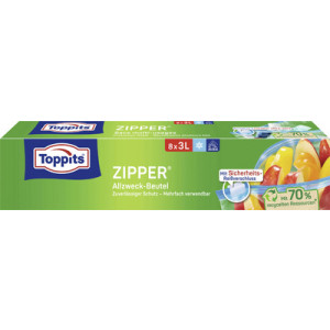 TOPPITS Allround zakjes met ritssluiting, transparant, 1 liter, 28 stuks