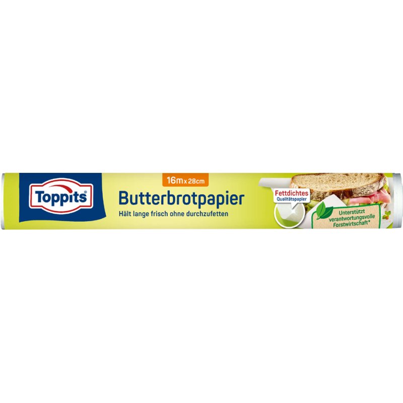 TOPPITS boterhamzakjes papier, wit, 280 mm breed, 16 m rol