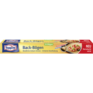 TOPPITS bakpapier voorversneden, 380 × 420 mm, natuurbruin, 20 stuks