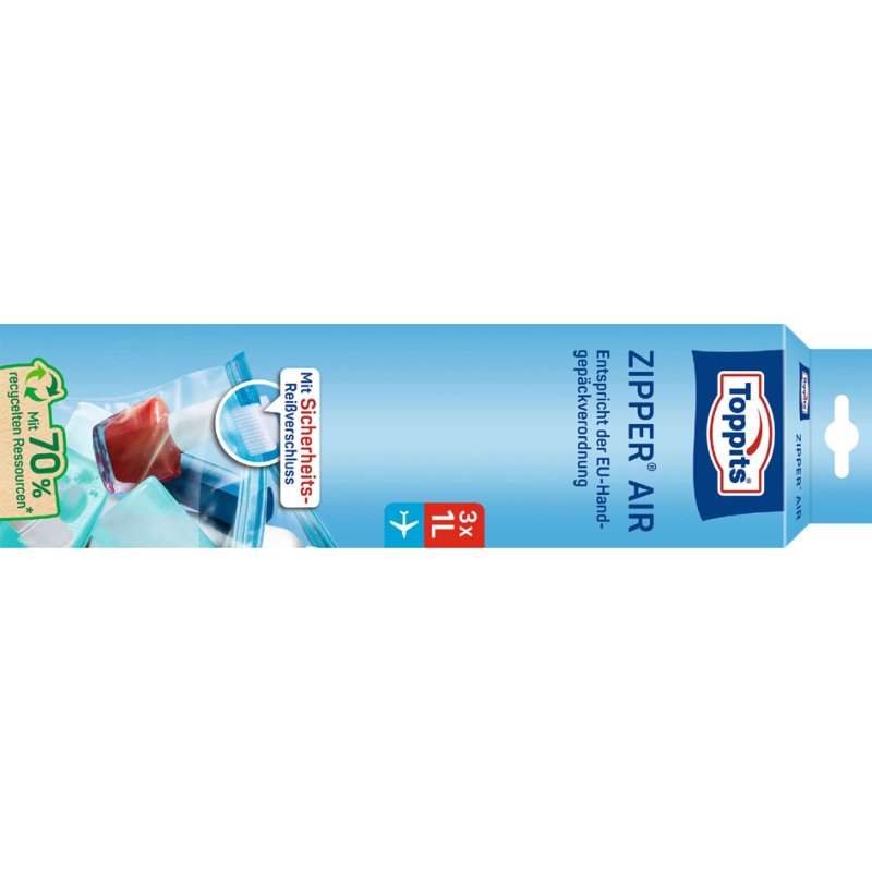 TOPPITS allzweckzakjes met rits, transparant, 1 liter, 3 stuks