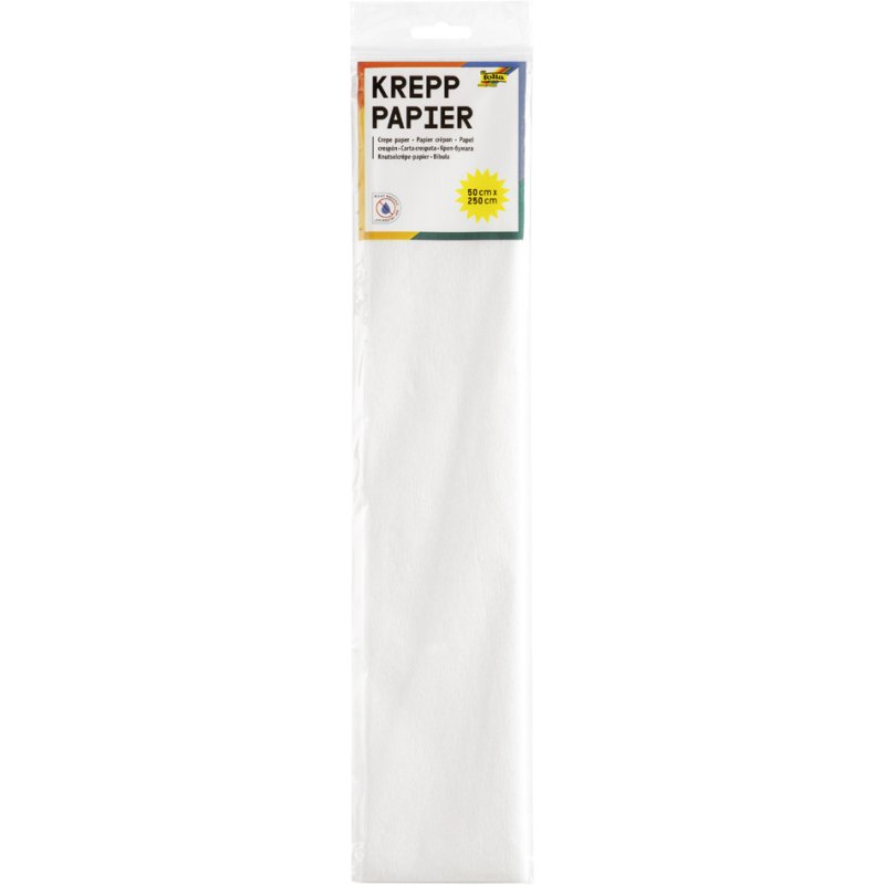 folia crêpepapier wit, 500 mm × 2,5 m, 10 vellen