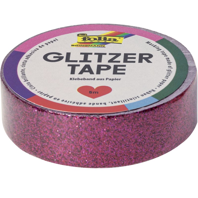 folia decoratie plakband glitter tape, turquoise, 15 mm × 5 m