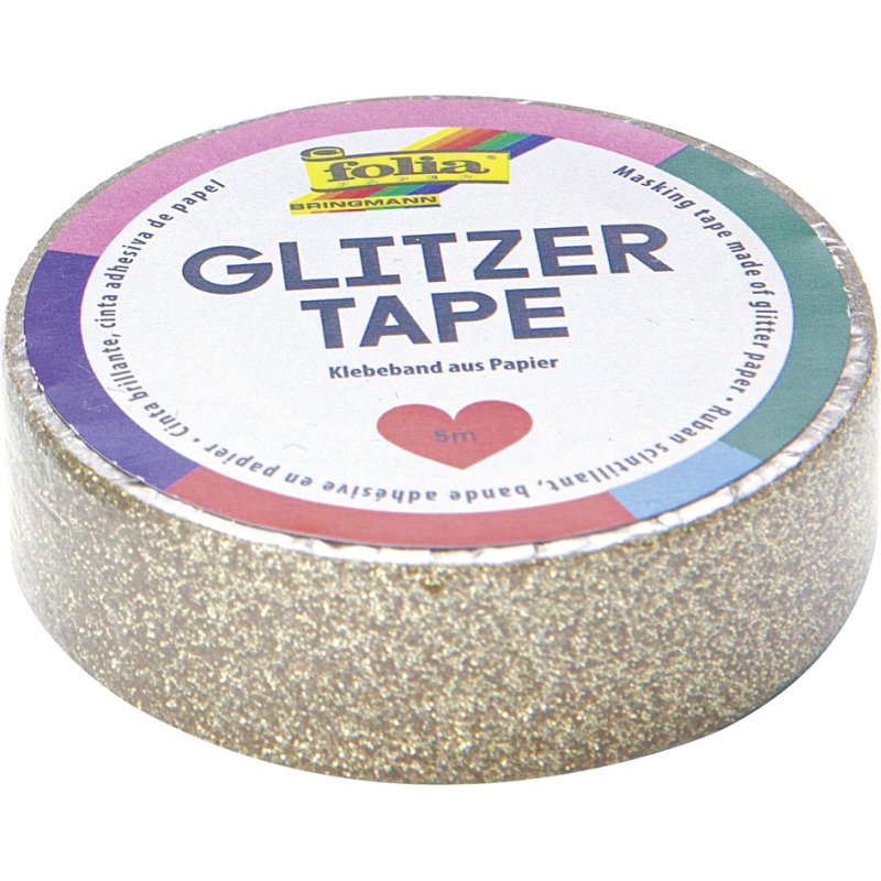 folia decoratie plakband glitter tape, turquoise, 15 mm × 5 m
