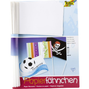 folia papieren vlaggetjes A5, wit, stoklengte 40 cm, 20 stuks