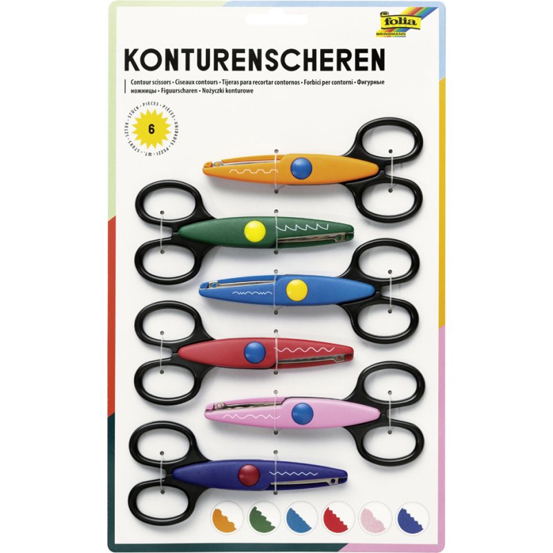 folia contouren scharenset, 6 stuks, verschillende snijranden, 145 mm