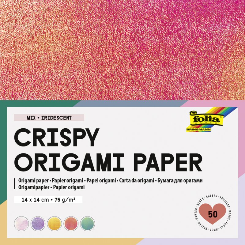 folia vouwpapier origami, iriserend met reliëf, 140×140 mm, 50 vel