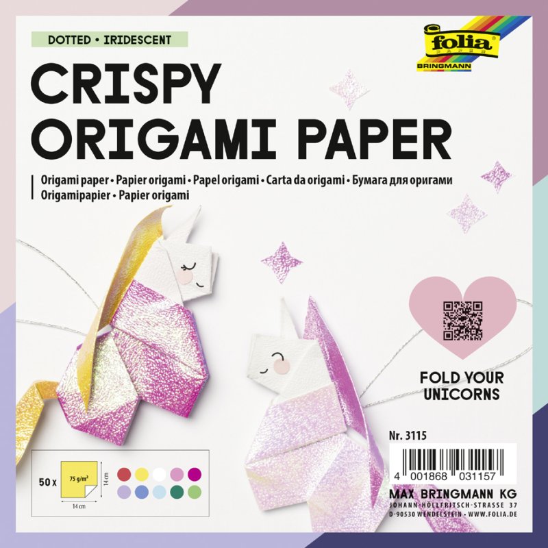 folia vouwpapier origami, iriserend met reliëf, 140×140 mm, 50 vel