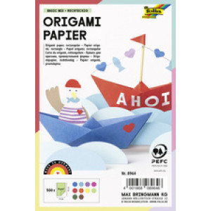 folia vouwpapier origami basic mix, rechthoekig, 100×150 mm, 10 kleuren, 500 vel