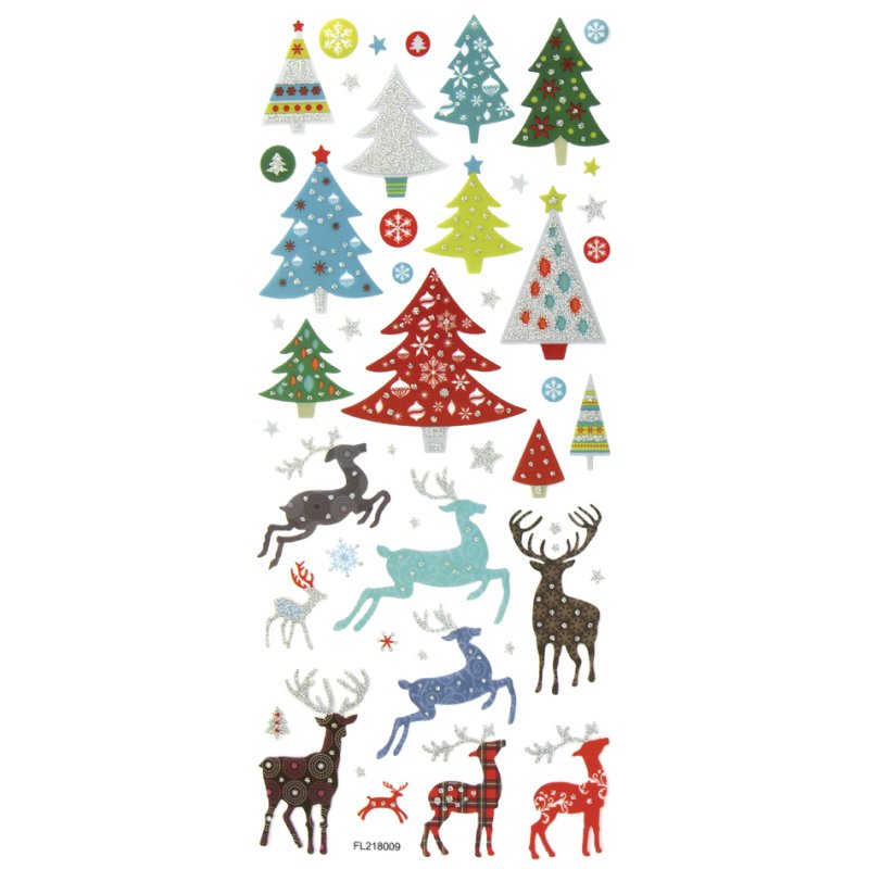 folia stickers de Noël pailletés, transparent, 100×230 mm, 255 pièces