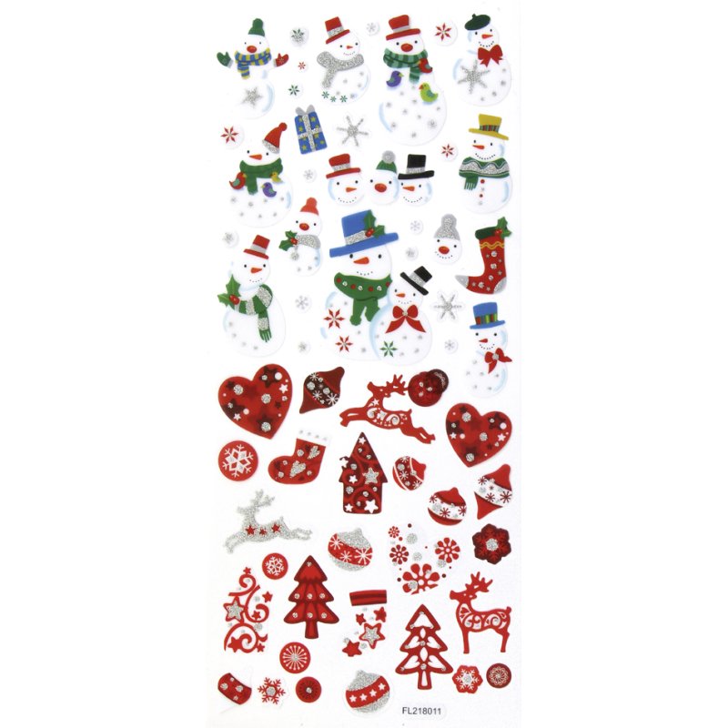 folia stickers de Noël pailletés, transparent, 100×230 mm, 255 pièces