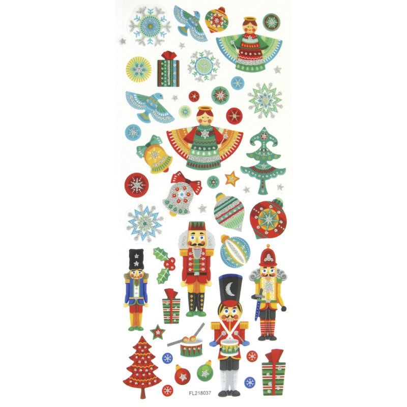 folia stickers de Noël pailletés, transparent, 100×230 mm, 255 pièces