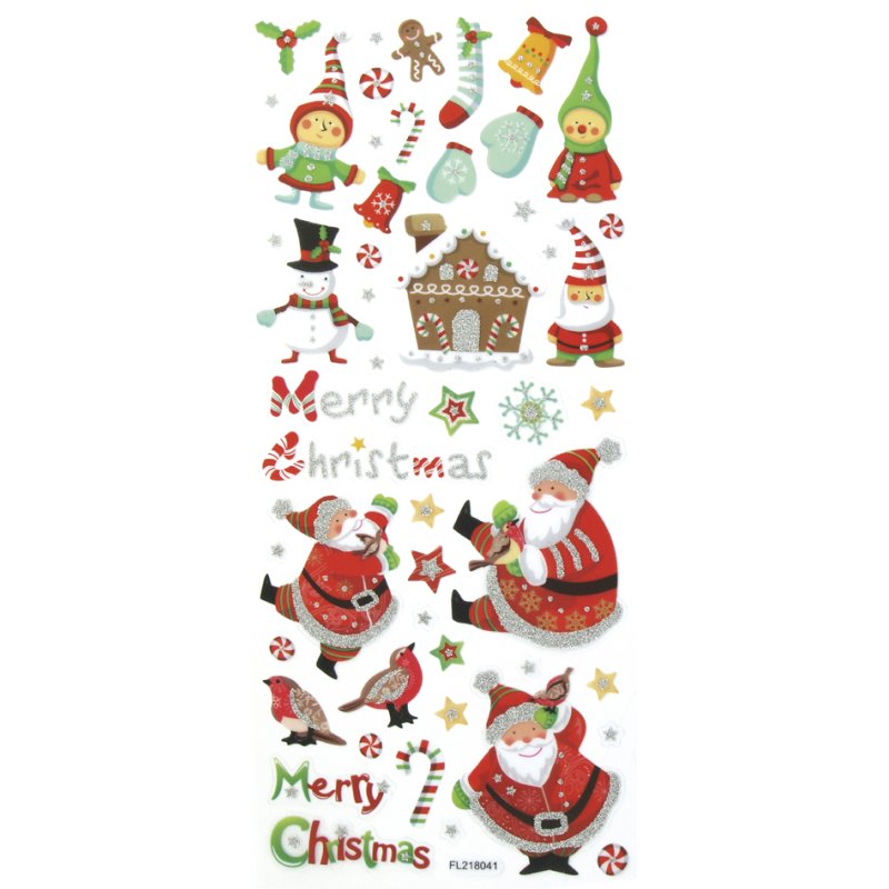 folia stickers de Noël pailletés, transparent, 100×230 mm, 255 pièces