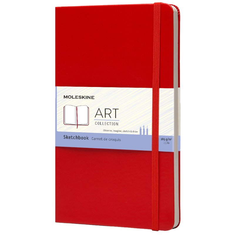 Moleskine carnet de croquis A5, couverture rigide, rouge éclatant, 52 feuilles