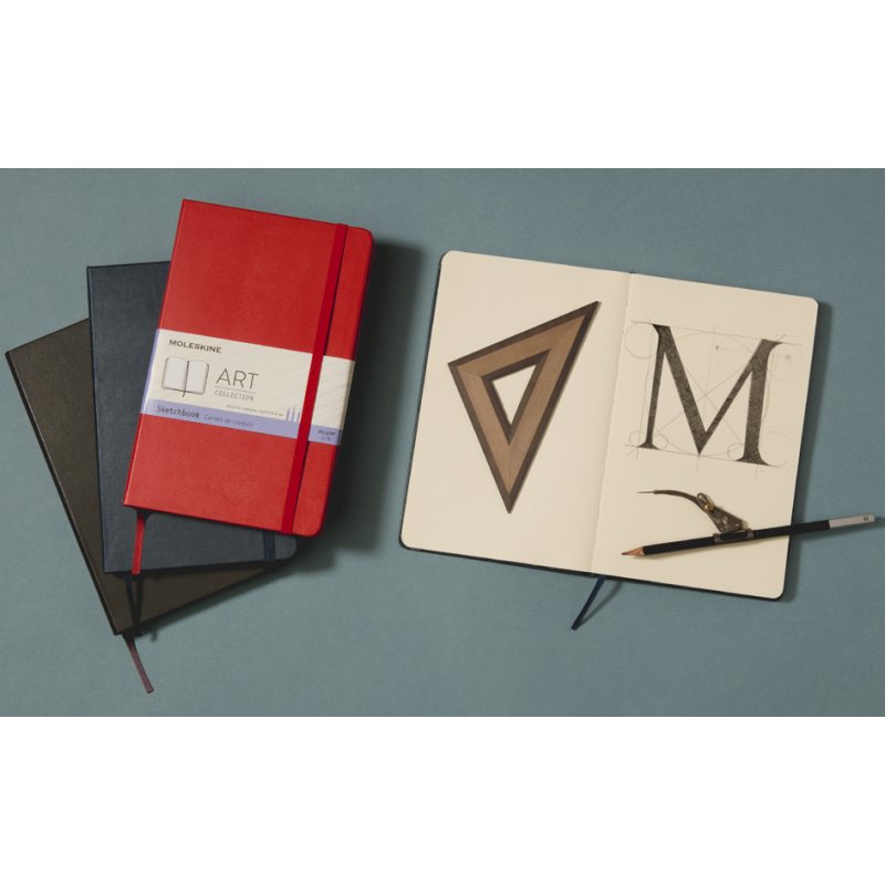 Moleskine carnet de croquis A5, couverture rigide, rouge éclatant, 52 feuilles