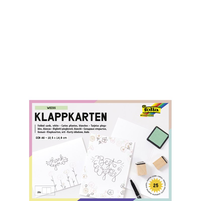 folia vouwkaarten, 190 g/m², A6, wit, 25 stuks