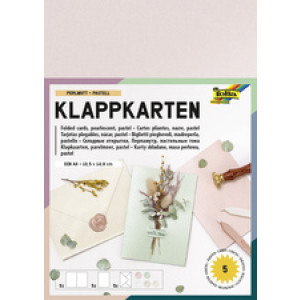folia dubbelgevouwen kaarten set parelmoer pastel, 105×150 mm, 25 stuks